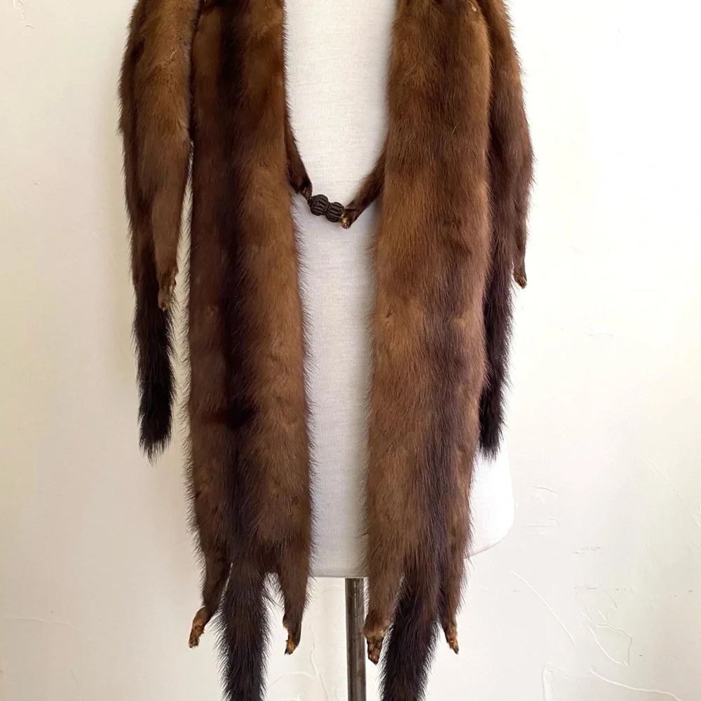 Brown Mink Fur Stole Scarf - Luxe Women's Accessory